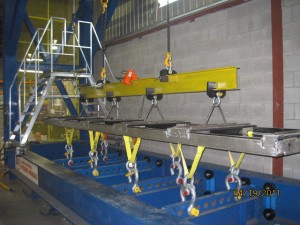 Proof testing of a custom lifting device with 8 connection points.