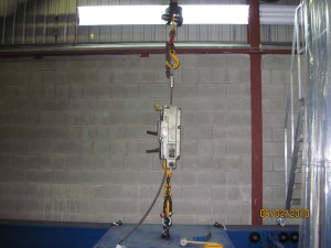 Proof testing of a TIRFOR wire rope hoist.